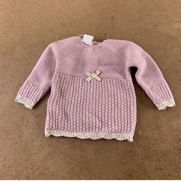 Paz Rodriguez Baby Size 9 Months Lilac Wool 2 Piece Sweater Knit Pant Set NWT - Picture 6 of 12